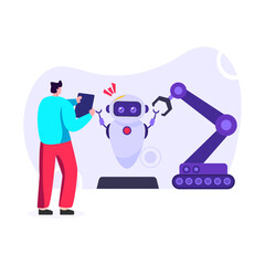 
Robot engineering flat illustration editable vector design 

