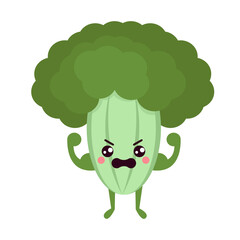Isolated broccoli cartoon kawaii. Cartoon of a vegetable - Vector illustration
