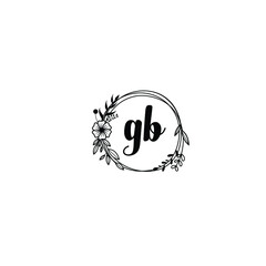 GB initial letters Wedding monogram logos, hand drawn modern minimalistic and frame floral templates