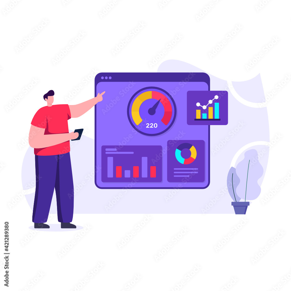 Canvas Prints website analytics flat illustration editable vector