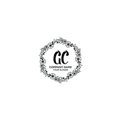 GC initial letters Wedding monogram logos, hand drawn modern minimalistic and frame floral templates