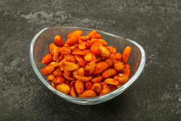 Chili peanut snack in the bowl