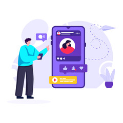 
A social feedback flat editable illustration 

