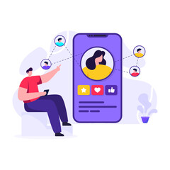 
Mobile marketing flat illustration editable vector 

