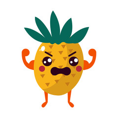 Isolated pineapple cartoon kawaii. Cartoon of a fruit - Vector illustration