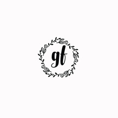 GF initial letters Wedding monogram logos, hand drawn modern minimalistic and frame floral templates