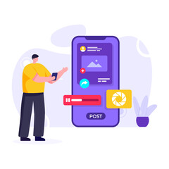 
Mobile marketing flat illustration editable vector 

