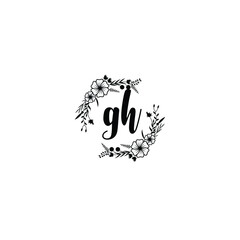 GH initial letters Wedding monogram logos, hand drawn modern minimalistic and frame floral templates
