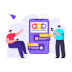 
A social feedback flat editable illustration 

