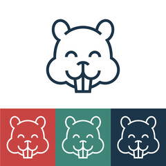 Linear vector icon with muzzle of hamster