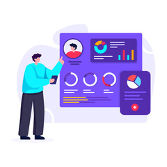 
A user testing flat editable illustration 

