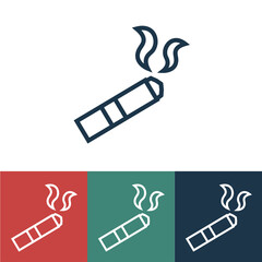 Linear vector icon with burning cigarette