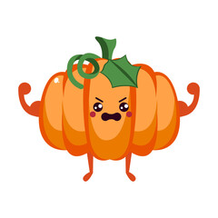 Isolated pumpkin cartoon kawaii. Cartoon of a vegetable - Vector illustration
