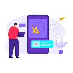 
A trendy illustration of app development, software engineers working on mobile software

