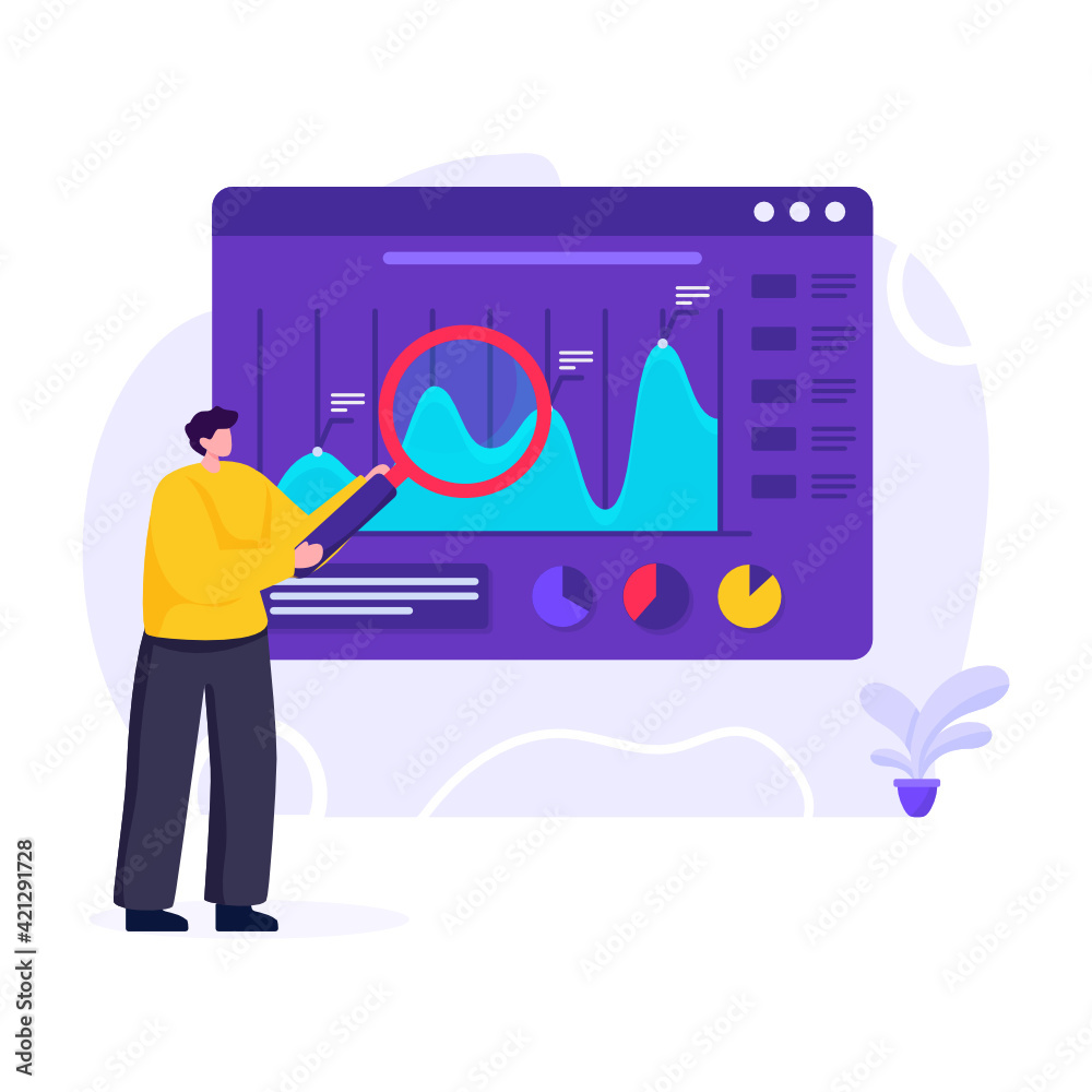 Wall mural analytics in flat illustration design