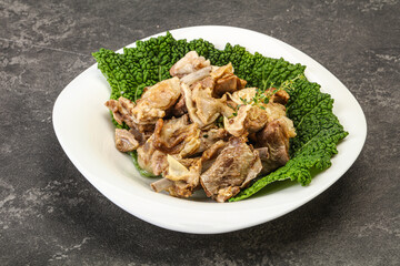 Baled lamb meat in the bowl