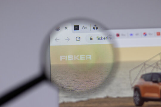 New York, USA - 18 March 2021: Fisker company logo icon on website, Illustrative Editorial.