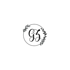 GZ initial letters Wedding monogram logos, hand drawn modern minimalistic and frame floral templates