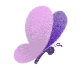 Clipart purple butterfly. Cute illustration in cartoon childish style. The image is isolated on a white background.
