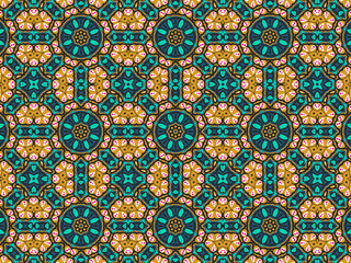 Wallpaper Geometric Ornament Abstract Pattern Green, Black, Blue, and Gold Yellow for Print and Background. Geometric Tile Digital Paper.