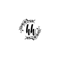 HH initial letters Wedding monogram logos, hand drawn modern minimalistic and frame floral templates