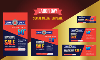 Happy Labor day banner background design. Happy Labor Day Holiday Vector Text for social media, greeting cards, posters, flyers, marketing, advertisement, web, banner design set 