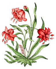 Water Colour Mughal Buta for Printing Saree, Dress Material and furnishing