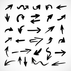 Vector set of hand-drawn arrows, elements for presentation