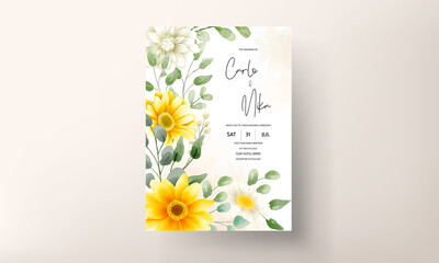 Beautiful watercolor floral wedding invitation card floral design