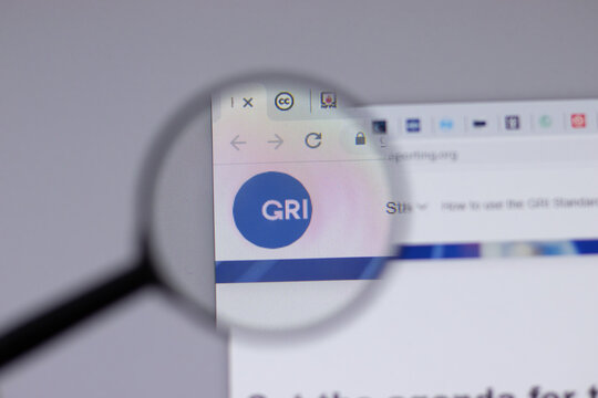 New York, USA - 18 March 2021: Global Reporting Initiative GRI company logo icon on website, Illustrative Editorial.