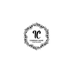 IC initial letters Wedding monogram logos, hand drawn modern minimalistic and frame floral templates