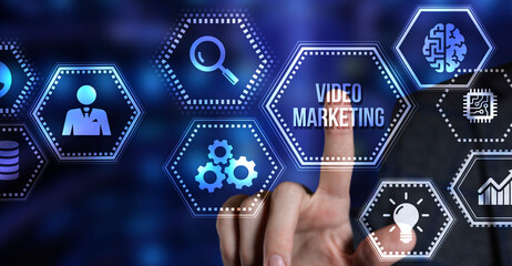 Internet, business, Technology and network concept. Video marketing and advertising concept on screen.