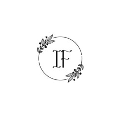IF initial letters Wedding monogram logos, hand drawn modern minimalistic and frame floral templates