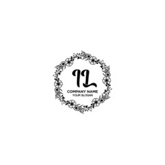 IL initial letters Wedding monogram logos, hand drawn modern minimalistic and frame floral templates