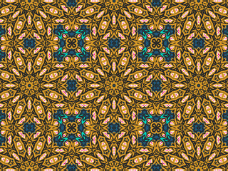 Wallpaper Geometric Ornament Abstract Pattern Green, Black, Blue, and Gold Yellow for Print and Background. Geometric Tile Digital Paper.