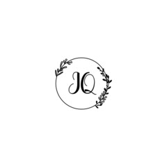 IQ initial letters Wedding monogram logos, hand drawn modern minimalistic and frame floral templates