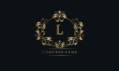 Vintage bronze logo with the letter L. Elegant monogram, business sign, identity for a hotel, restaurant, jewelry.