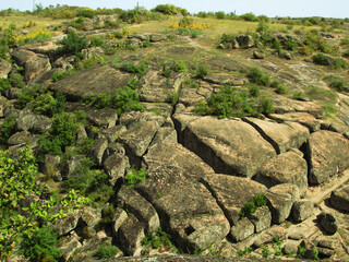 Stone mountains with green vegetation                   