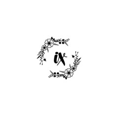 IX initial letters Wedding monogram logos, hand drawn modern minimalistic and frame floral templates