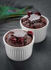 Chocolate cupcake with cherries