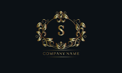 Vintage bronze logo with the letter S. Elegant monogram, business sign, identity for a hotel, restaurant, jewelry.