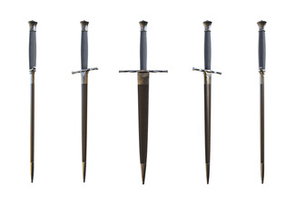 Sheathed Medieval Dagger Render On White Background