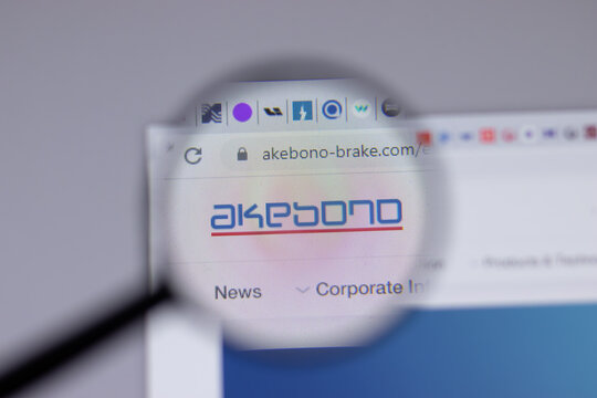New York, USA - 18 March 2021: Akebono Brake Industry company logo icon on website, Illustrative Editorial.