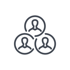 Social network and Community line icon. People connections vector outline sign.