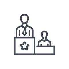 Fototapeta premium Leader and Best employee line icon. Leadership vector outline sign.