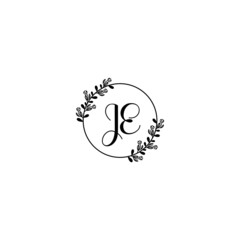 JE initial letters Wedding monogram logos, hand drawn modern minimalistic and frame floral templates