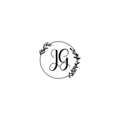 JG initial letters Wedding monogram logos, hand drawn modern minimalistic and frame floral templates