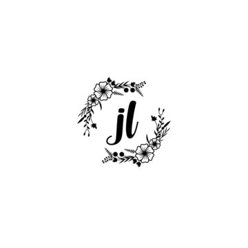 JL initial letters Wedding monogram logos, hand drawn modern minimalistic and frame floral templates