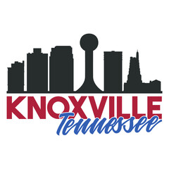 Knoxville, TN, USA Skyline City Vector. Illustration Silhouette with Flag Colors.  - obrazy, fototapety, plakaty