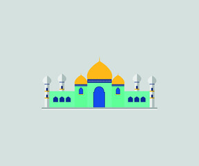 Ramadan kareem mosque blue,golden,colorful premium vector graphic